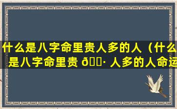 什么是八字命里贵人多的人（什么是八字命里贵 🌷 人多的人命运）